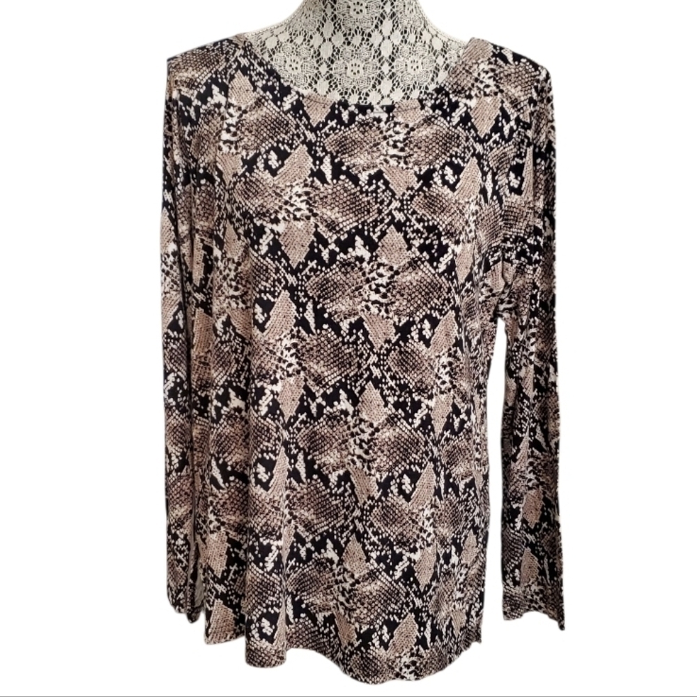 Mario Serrani Italy Women's Animal Print Long Sleeve Top L